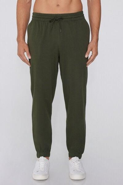 Green Fleece Cotton Joggers, 5701_790J, medium