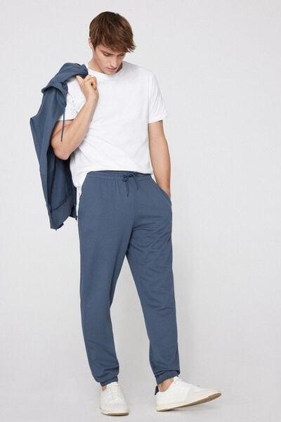 Blue Fleece Pocketed Pants, 5701_802Y, medium