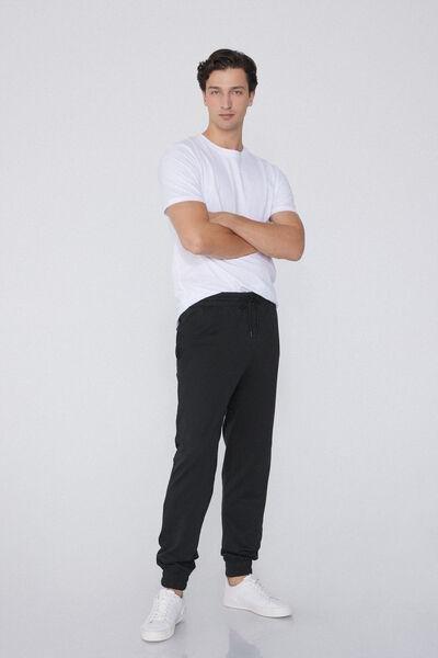 Black Fleece Trousers, Black, large image number 1