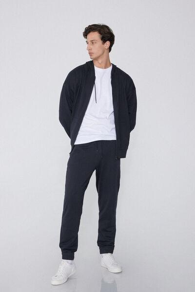 Navy Fleece Trousers, Deep Blue, medium