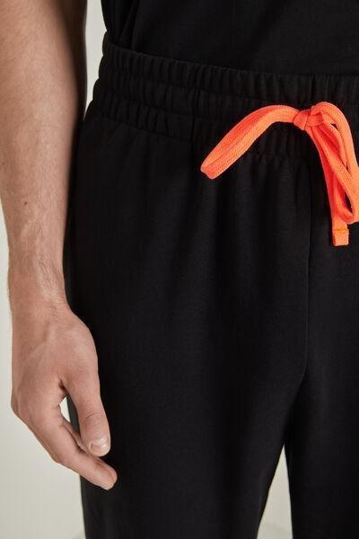 Black Long Fleece Drawstring Trousers, 5701_639U, large image number 3