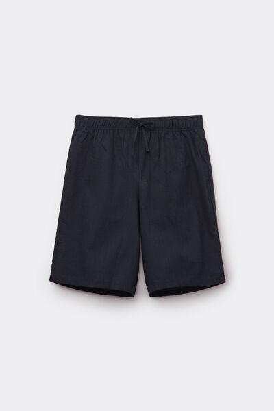 Navy Linen-Look Cotton Canvas Shorts, Deep Blue, large image number 4