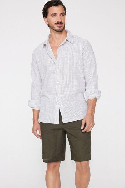 Green Linen-Look Cotton Canvas Shorts, 5701_226Z, medium