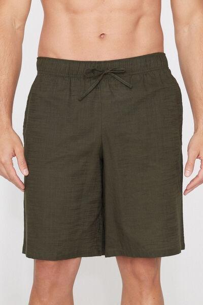 Green Linen-Look Cotton Canvas Shorts, 5701_226Z, medium