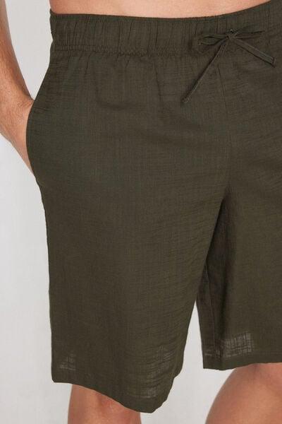 Green Linen-Look Cotton Canvas Shorts, 5701_226Z, large image number 3