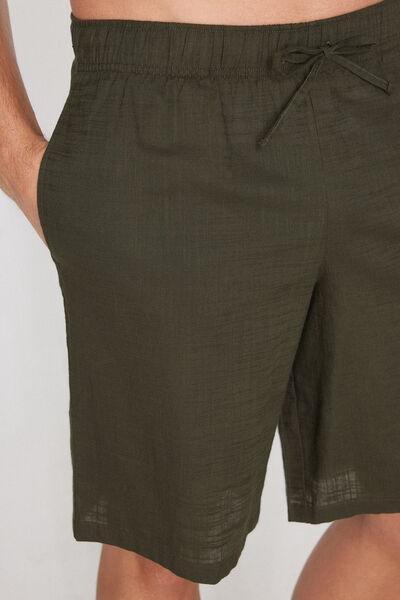 Green Linen-Look Cotton Canvas Shorts, 5701_226Z, large image number 3