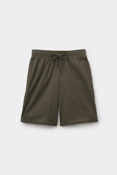 Green Linen-Look Cotton Canvas Shorts, 5701_226Z, large image number 4