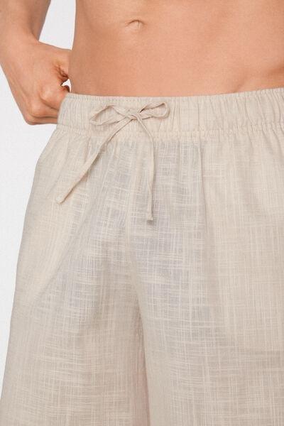Beige Linen-Look Cotton Canvas Shorts, 5701_350Z, large image number 3