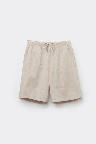 Beige Linen-Look Cotton Canvas Shorts, 5701_350Z, large image number 4