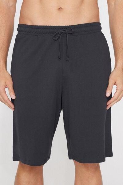 Grey Drawstring Waist Pique Shorts, 5701_4712, medium