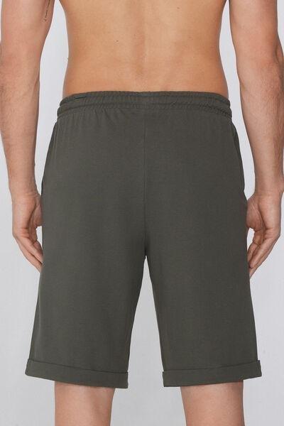 Green Drawstring Waist Cotton Shorts, 5701_503Y, large image number 2