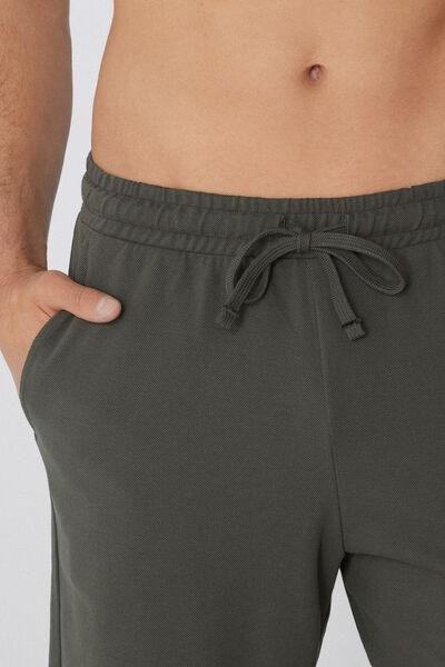 Green Drawstring Waist Cotton Shorts, 5701_503Y, large image number 3