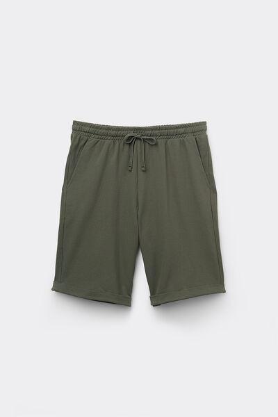Green Drawstring Waist Cotton Shorts, 5701_503Y, large image number 4