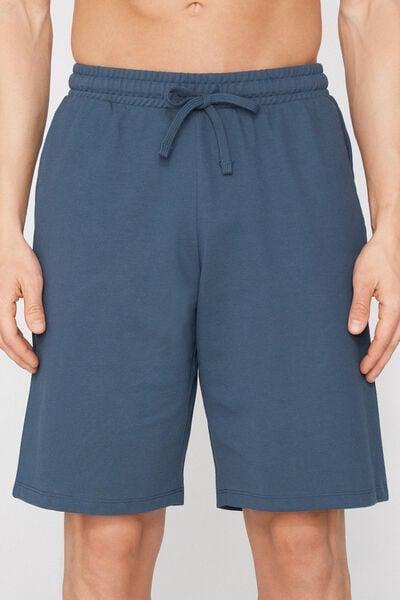 Blue Drawstring Waist Pique Shorts, 5701_802Y, large image number 1