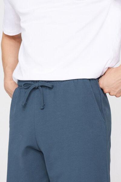 Blue Drawstring Waist Pique Shorts, 5701_802Y, large image number 3