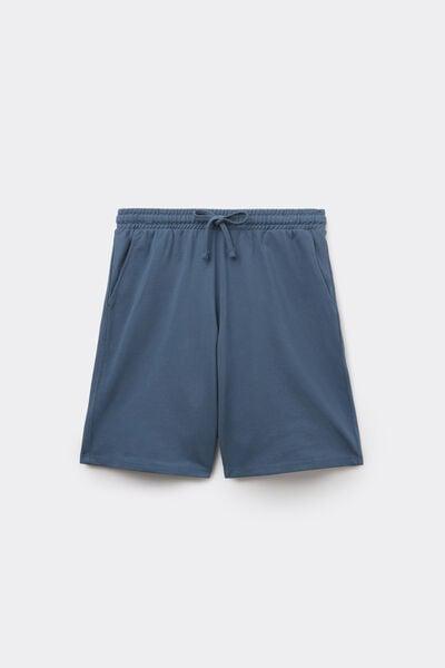 Blue Drawstring Waist Pique Shorts, 5701_802Y, large image number 4