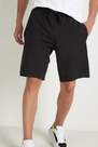 Black Cotton Pique Shorts