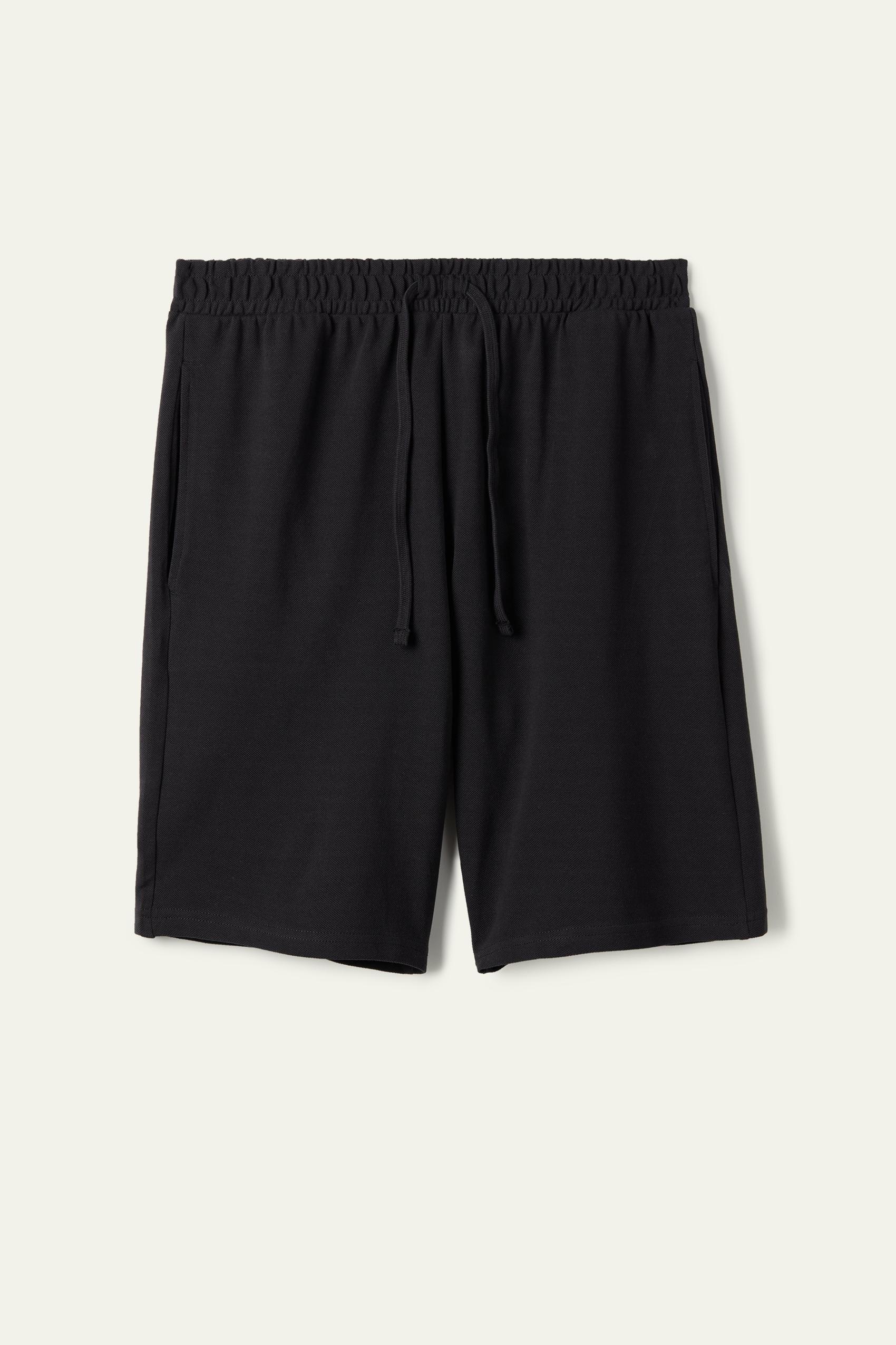Tezenis - Black Cotton Pique Shorts