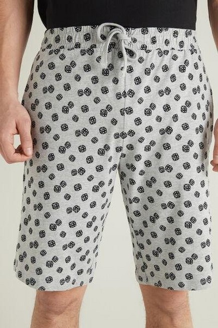 Tezenis - Grey Dice Print Cotton Pocket Shorts