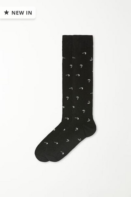 Tezenis - BARCHE NERO Men’s Long Patterned Cotton Socks