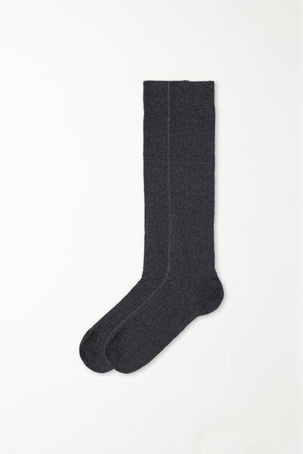 Tezenis - Grey Ribbed Cotton Long Socks