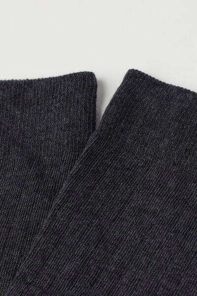 Grey Ribbed Long Socks, 5701_171W, large image number 1