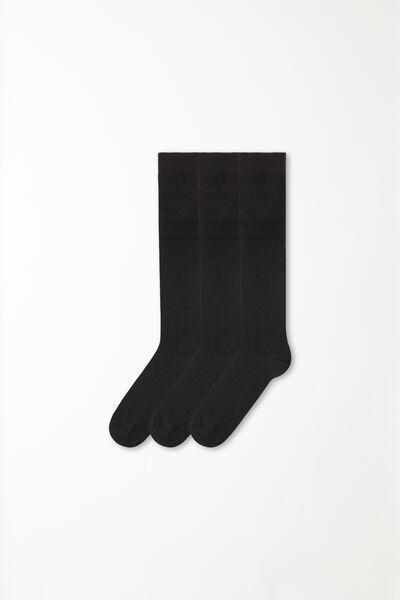 Tezenis - Black Lightweight Long Cotton Socks, Set Of 3