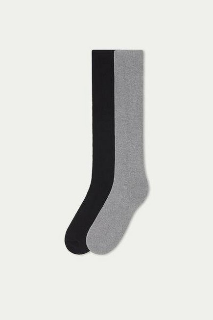 Tezenis - جوارب قطنية حرارية طويلة سوداء / رمادية ، للرجال