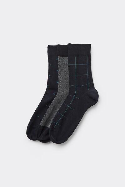 Black / Grey/ Navy Patterned Cotton Socks, Set Of 3, 5701_126Z, large image number 0