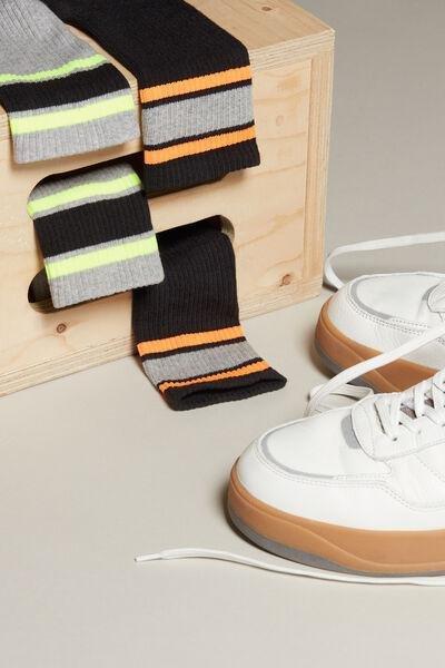 BLACK BAND GREY BLEND Patterned Cotton Sports Socks, 5701_694U, large image number 2