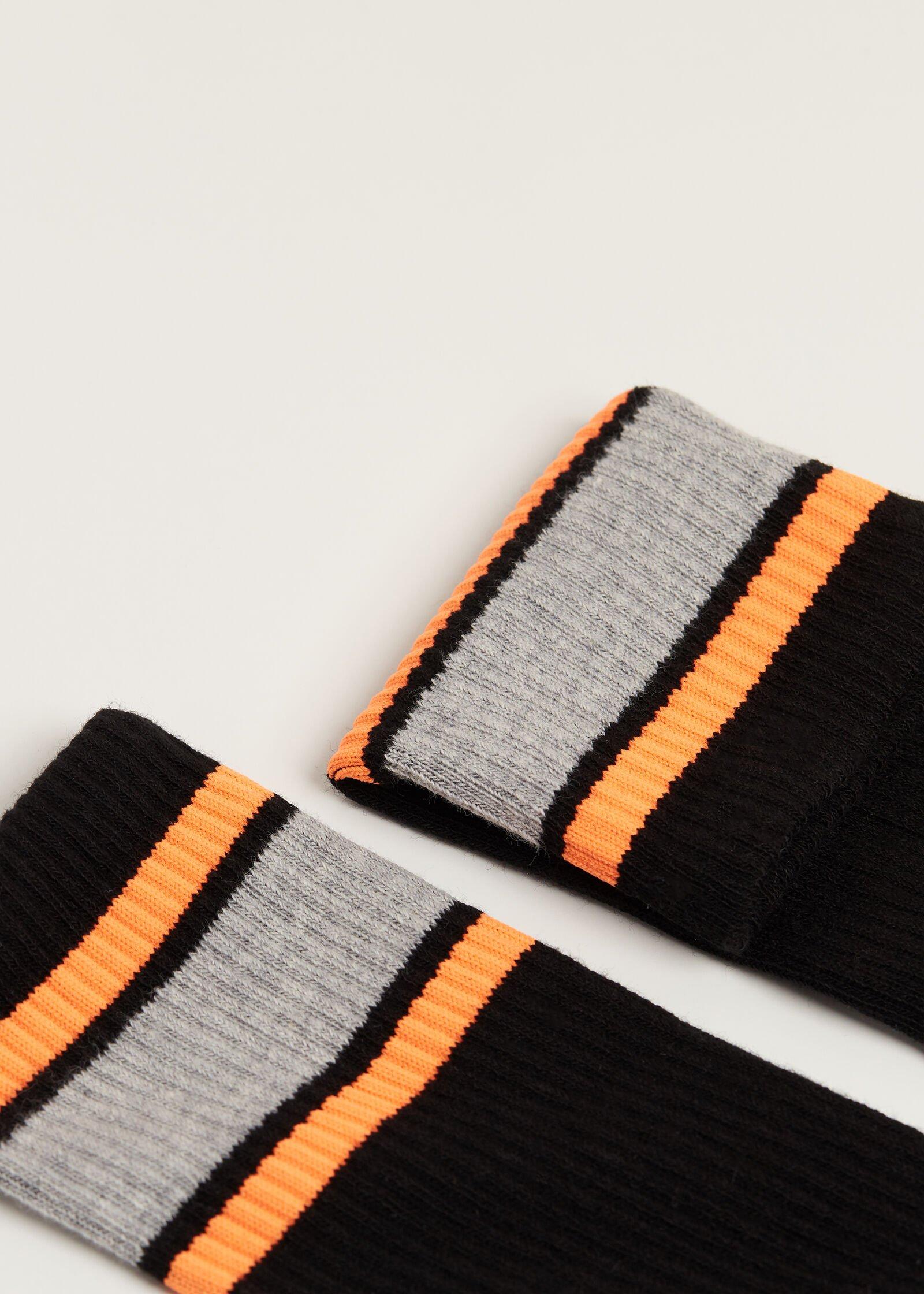 BLACK BAND GREY BLEND Patterned Cotton Sports Socks, 5701_694U, large image number 3