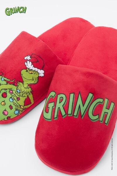 Red Grinch Embroidery Cotton Indoor Slipper, 5701_147Z, large image number 1