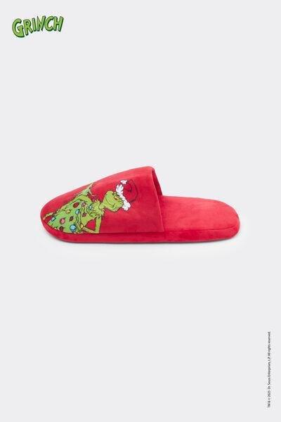 Red Grinch Embroidery Cotton Indoor Slipper, 5701_147Z, large image number 2