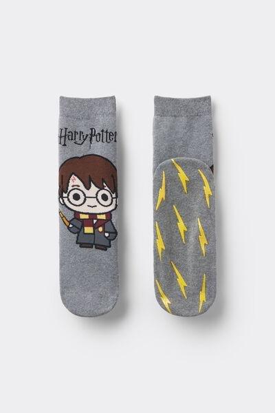 Grey Harry Potter Print Short Non-Slip Socks, Kids Unisex, 5701_109Z, medium