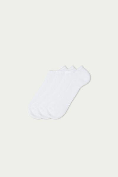Multicolour Cotton Trainer Socks, Set Of 3, White, large image number 0