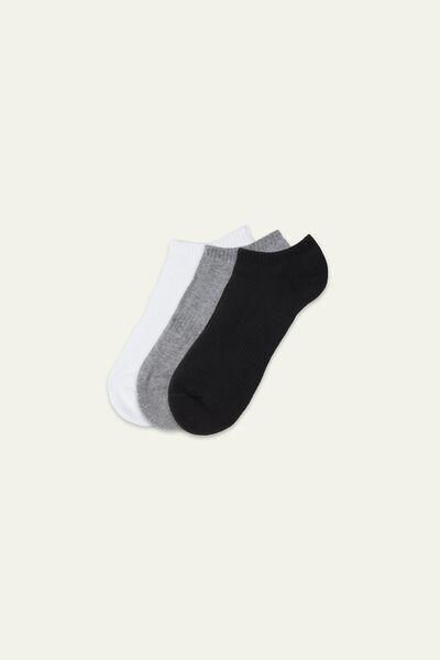 Multicolour Cotton Trainer Socks, Set Of 3, Black/white/grey Blend, large image number 0