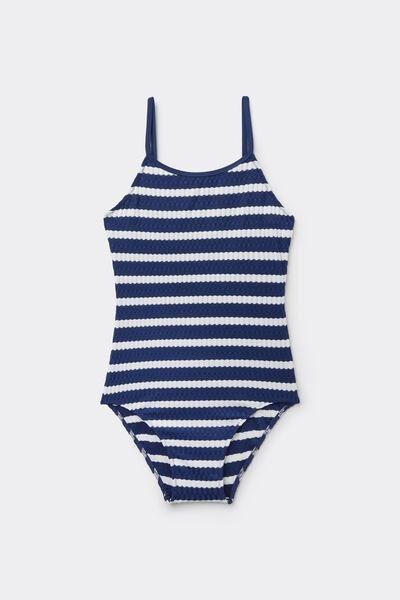 Blue Sailor Stripes One-Piece Swimsuit, Kids Girls, 5701_300Z, large image number 0