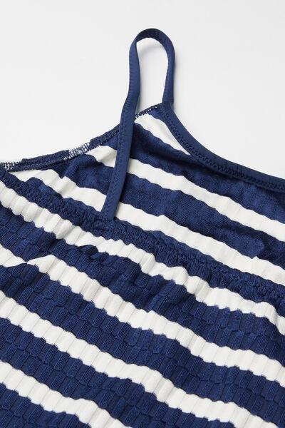 Blue Sailor Stripes One-Piece Swimsuit, Kids Girls, 5701_300Z, medium