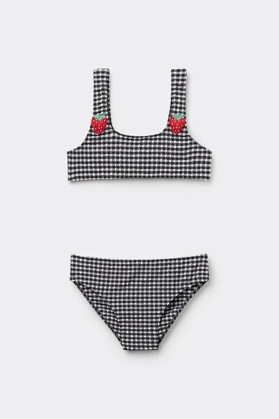 Black Two-Piece Swimsuit, Kids Girls, , large image number 0