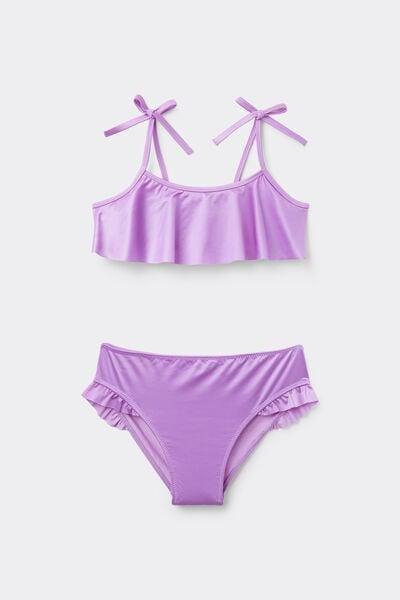 Lilac Shiny Glam Adjustable Shoulder Straps Bikini Set, Kids Girls, 5701_288Z, large image number 0