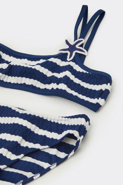 Blue Sailor Stripes Ribbed Bikini Set, Kids Girls, 5701_300Z, large image number 1