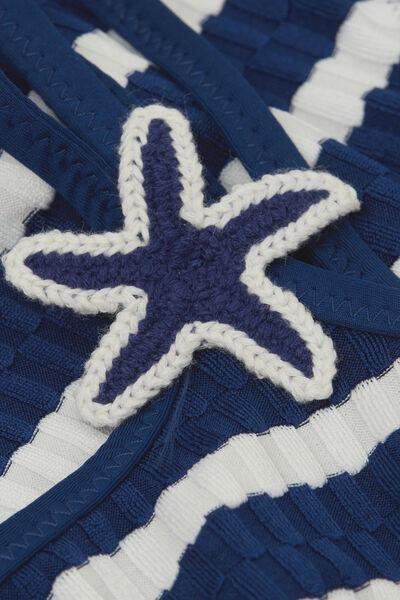 Blue Sailor Stripes Ribbed Bikini Set, Kids Girls, 5701_300Z, medium