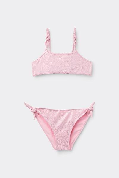 Pink Silver Polka Dot Bikini Set, Kids Girls, 5701_291Z, medium
