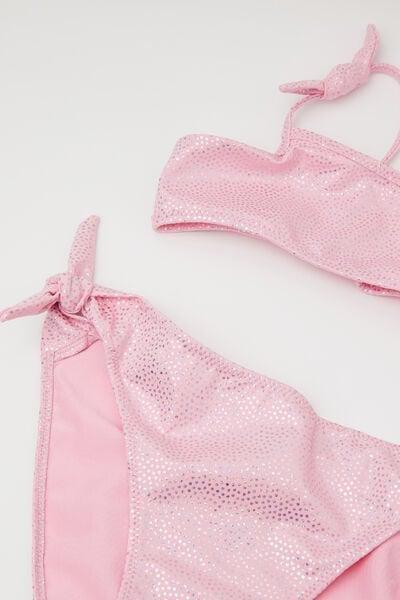 Pink Silver Polka Dot Bikini Set, Kids Girls, 5701_291Z, medium