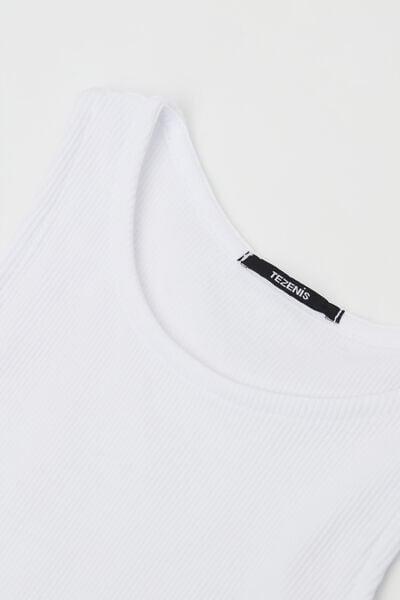 White Ribbed Camisole, Kids Girls, White, large image number 4