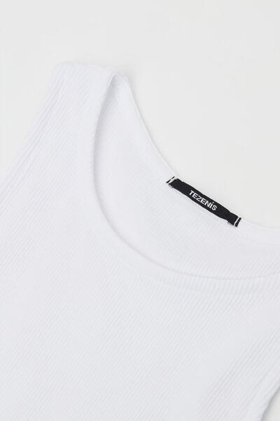 White Ribbed Camisole, Kids Girls, White, large image number 5