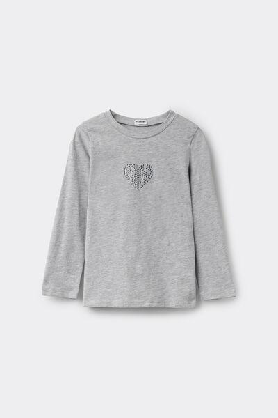 Grey Printed Long Sleeve Cotton Top, Kids Girls, 5701_848Y, medium