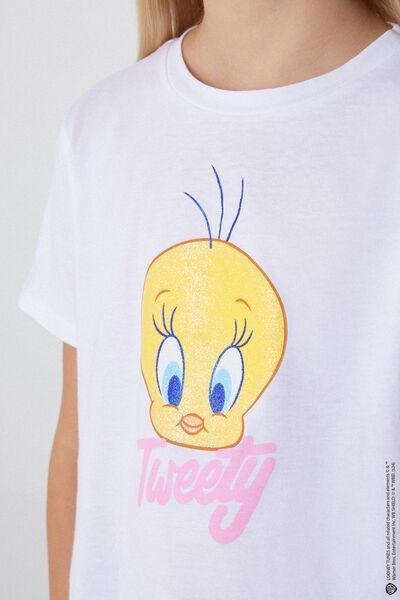 White Printed Metallic T-Shirt, Kids Girls, , large image number 3