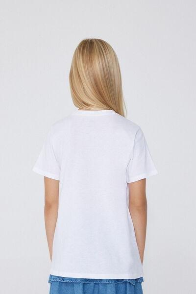 White Printed Metallic T-Shirt, Kids Girls, , large image number 2