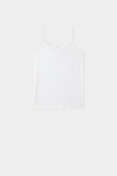 White Thin Shoulder Tank Top, Kids Girls, , large image number 0